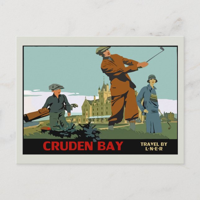 Retro Cruden Bay Scotland Golf Ad Postcard (Front)