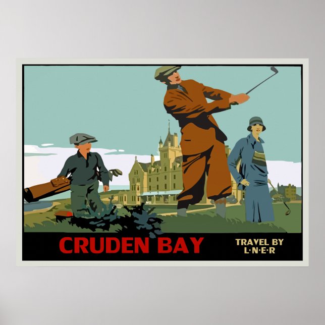 Retro Cruden Bay Scotland Golf Ad Poster (Front)