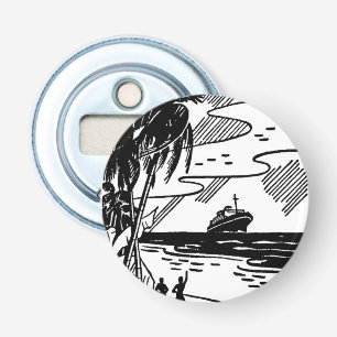 Retro Cruise Ship Button Bottle Opener