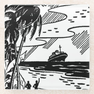 Retro Cruise Ship Glass Coaster