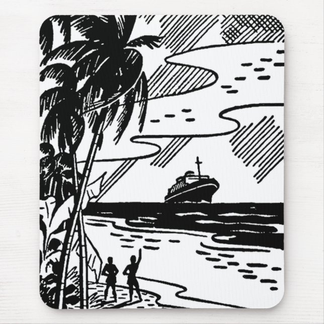 Retro Cruise Ship Mouse Mat (Front)