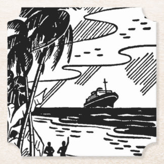 Retro Cruise Ship Paper Coaster