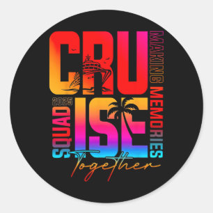 Retro Cruise Squad 2025 Making Memories Together F Classic Round Sticker