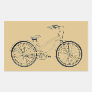 retro cruiser bike rectangular sticker