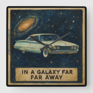 Retro Cruiser in Deep Space  Square Wall Clock
