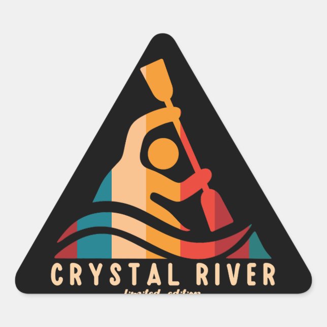 Retro Crystal River Kayaking Triangle Sticker (Front)