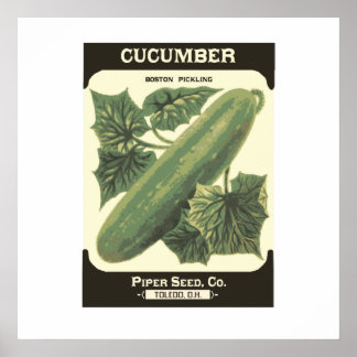 Retro Cucumber Seed Packet Poster Print