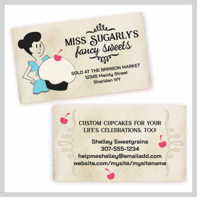 retro cupcake baker frilly apron baking business c business card (Creator Uploaded)