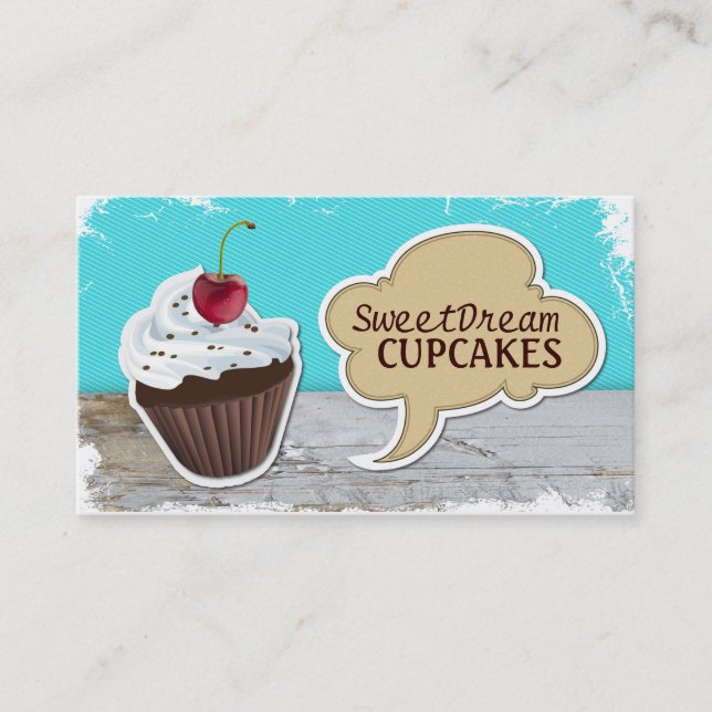 Retro Cupcake Bakery Business Cards (Front)