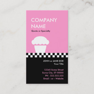 retro cupcake checkers business card