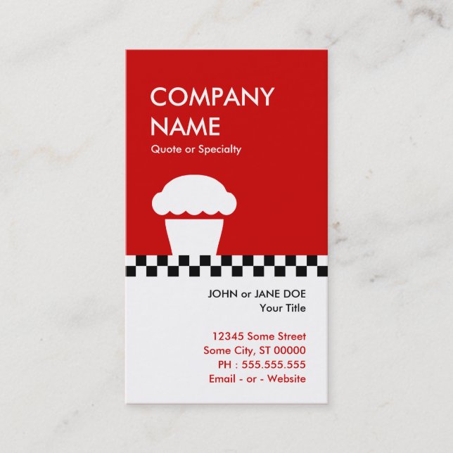 retro cupcake checkers business card (Front)