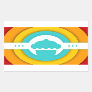 retro cupcake rectangular sticker