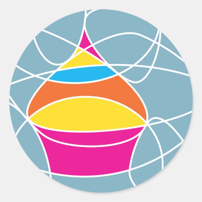 retro CUPCAKE shapes Classic Round Sticker (Front)