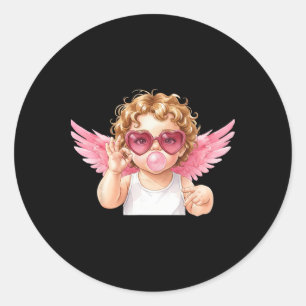 Retro Cupid 67 Meme Bubblegum Funny Six Seven Vale Classic Round Sticker
