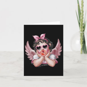 Retro Cupid Angel Valentine Day Vintage Cupid Blow Card