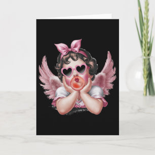 Retro Cupid Angel Valentine Day Vintage Cupid Blow Card