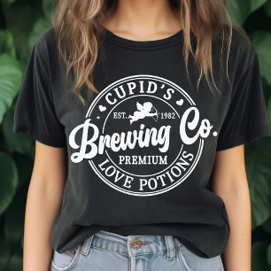 Retro Cupid’s Brewing Co Love Potions Funny Couple T-Shirt