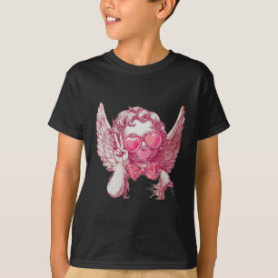 Retro Cupid Valentine Blowing Bubble Bow Vintage C T-Shirt