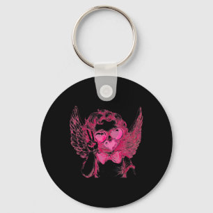 Retro Cupid Valentine Blowing Bubble Vintage Art V Key Ring