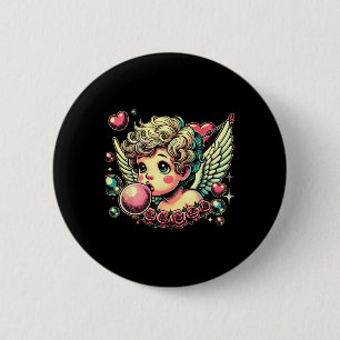 Retro Cupid Valentine Day Cute Vintage Cupid Blowi 6 Cm Round Badge
