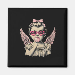 Retro Cupid Valentine Day Cute Vintage Cupid Blowi Magnet