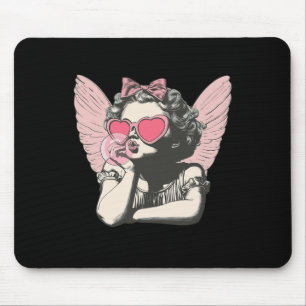 Retro Cupid Valentine Day Cute Vintage Cupid Blowi Mouse Mat