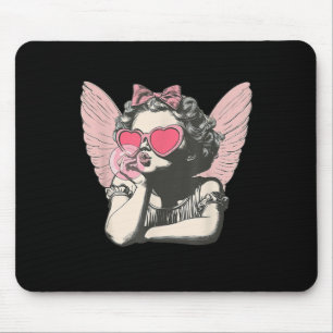 Retro Cupid Valentine Day Cute Vintage Cupid Blowi Mouse Mat