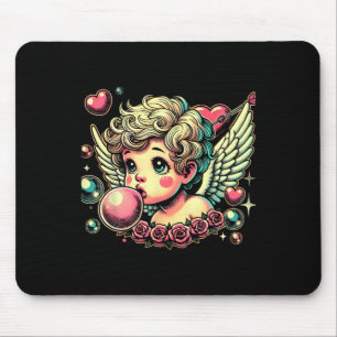 Retro Cupid Valentine Day Cute Vintage Cupid Blowi Mouse Mat