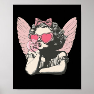 Retro Cupid Valentine Day Cute Vintage Cupid Blowi Poster