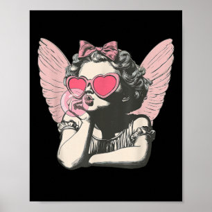 Retro Cupid Valentine Day Cute Vintage Cupid Blowi Poster