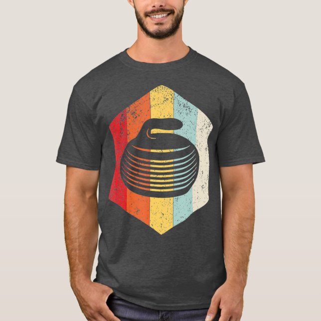 Retro Curling Stone Silhouette Gift T-Shirt (Front)