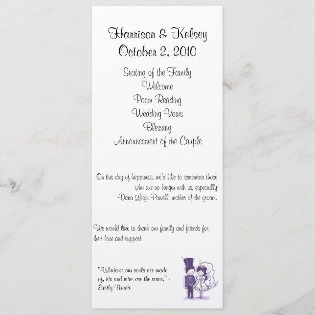 Retro Cursive Wedding Program Programme (Front)