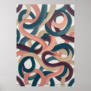 Retro Curved Lines Abstract Poster