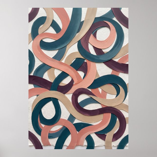 Retro Curved Lines Abstract Poster (Front)