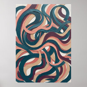 Retro Curved Lines Pattern Poster
