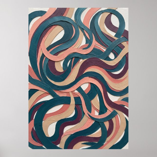 Retro Curved Lines Pattern Poster (Front)