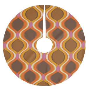 Retro Curves: 60s-70s Wallpaper Texture. Brushed Polyester Tree Skirt