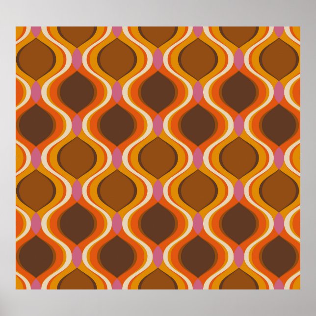 Retro Curves: 60s-70s Wallpaper Texture. Poster (Front)