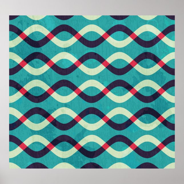 Retro Curves: Grunge Pattern Effect. Poster (Front)