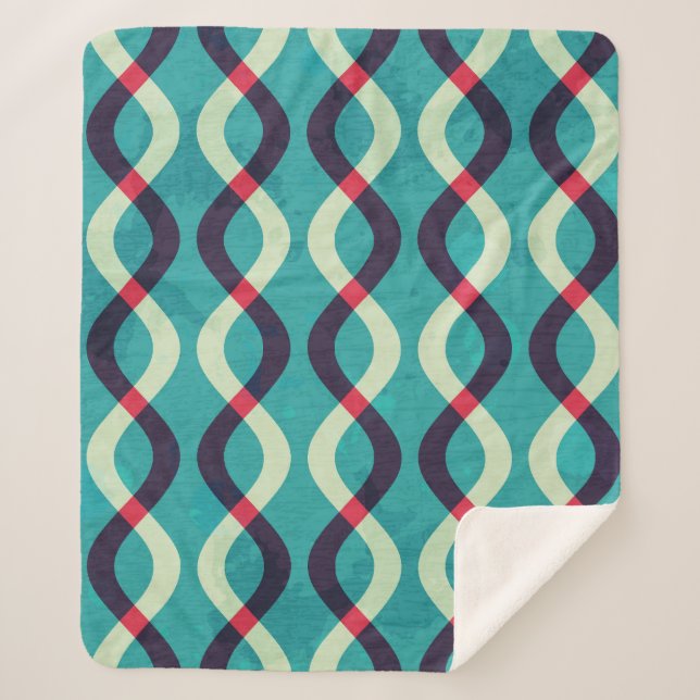 Retro Curves: Grunge Pattern Effect. Sherpa Blanket (Front)