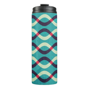 Retro Curves: Grunge Pattern Effect. Thermal Tumbler