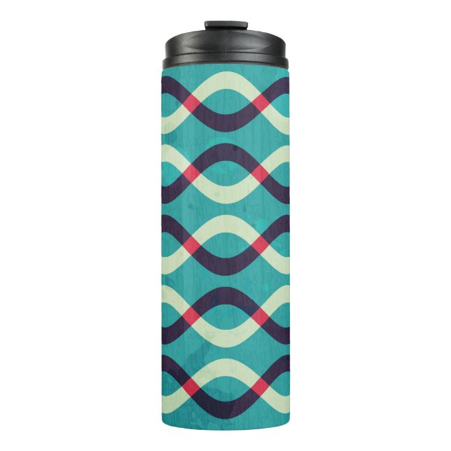 Retro Curves: Grunge Pattern Effect. Thermal Tumbler (Front)