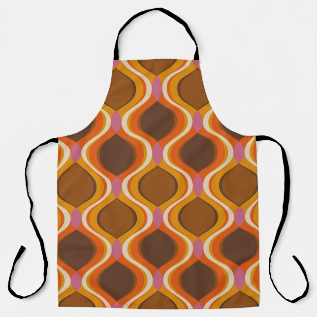 Retro curves seamless pattern. 70s 60s style wallp apron (Front)