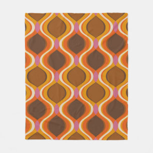 Retro curves seamless pattern. 70s 60s style wallp fleece blanket