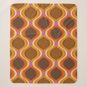 Retro curves seamless pattern. 70s 60s style wallp sherpa blanket