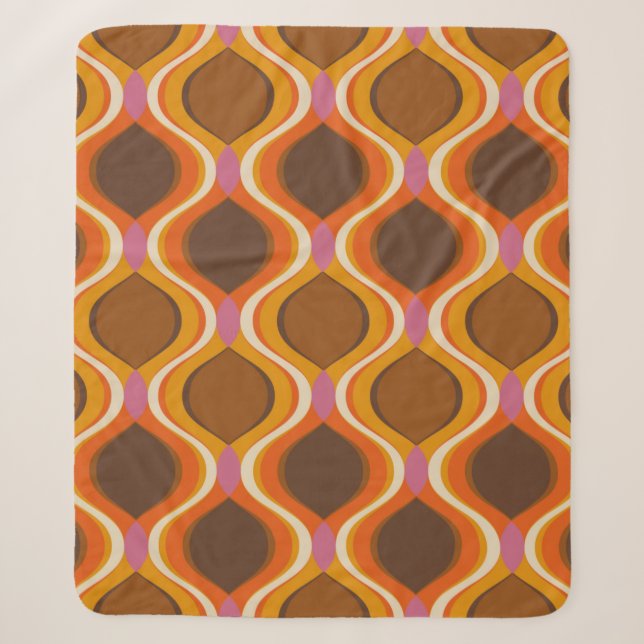 Retro curves seamless pattern. 70s 60s style wallp sherpa blanket (Front)