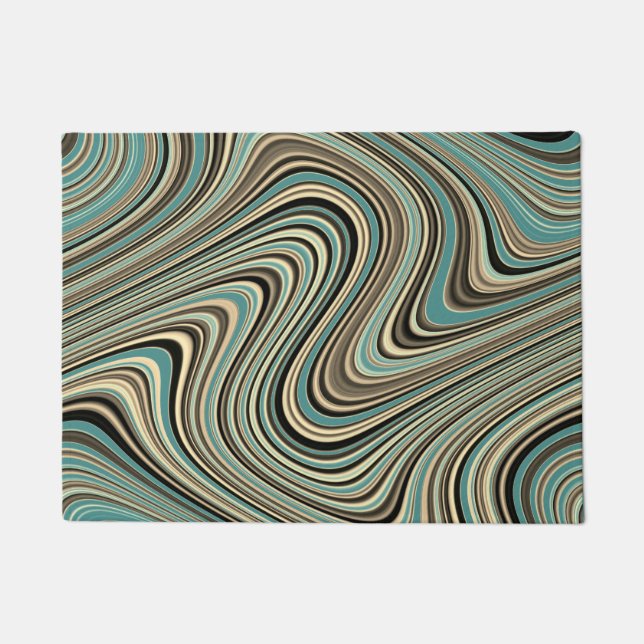 Retro Curvy Abstract Shapes Doormat (Front)