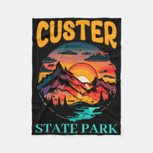 Retro Custer State Park Outdoor Camping Hiking Tri Fleece Blanket