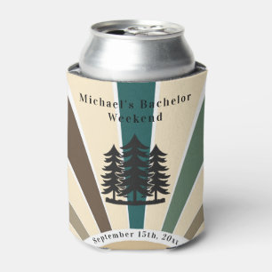Retro Custom Brown Fir Trees Bachelor Weekend Can Cooler