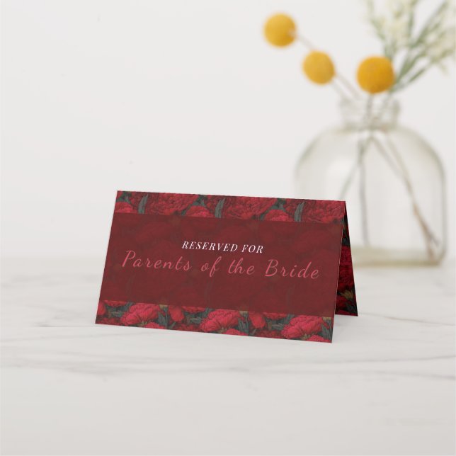 Retro Custom Carnation Fantasy Barn Wedding Place Card (Front)